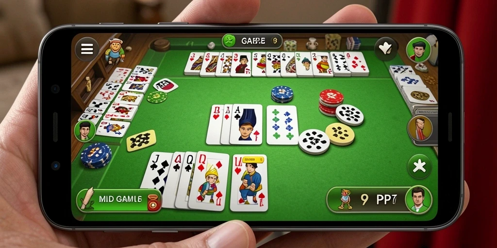 Screenshot gameplay PP7 yang menampilkan keseruan bermain Gaple.